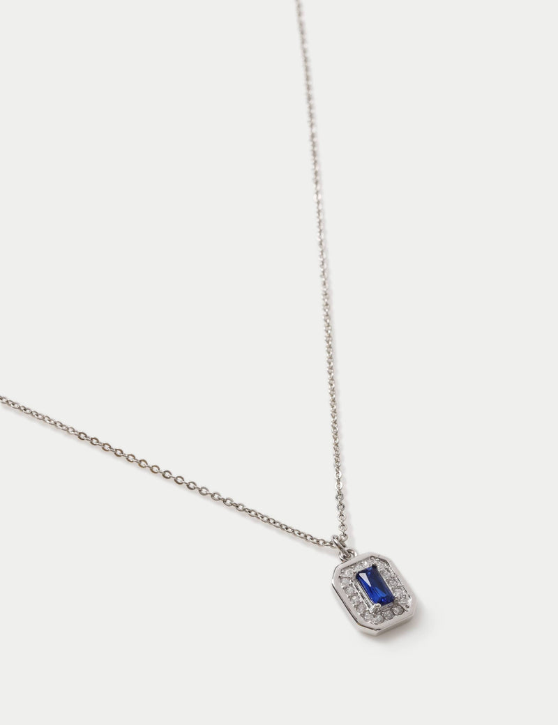 Autograph Collection platinum plated rectangle necklace with cubic zirconia, UK version