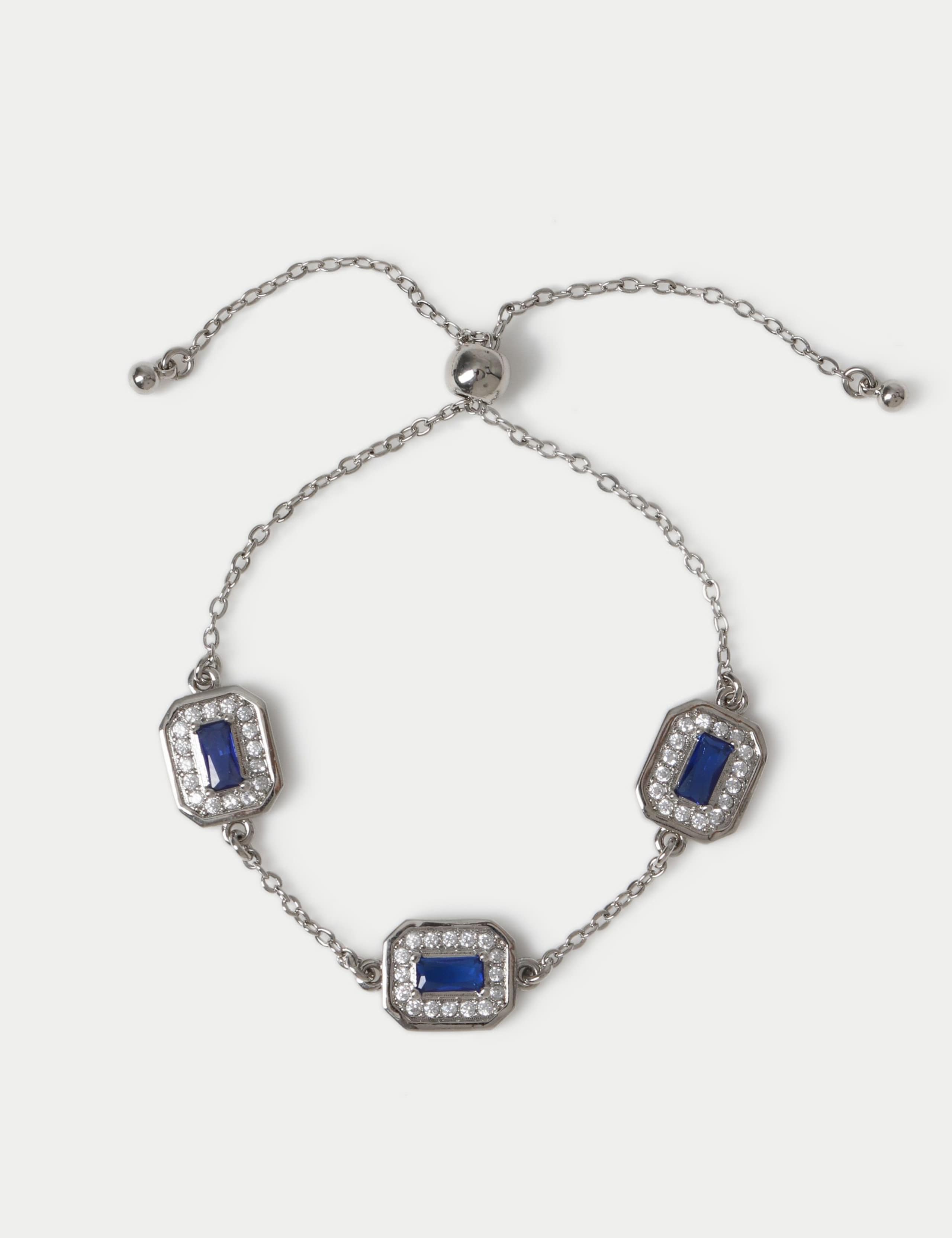 Platinum plated toggle bracelet with cubic zirconia stones - British product