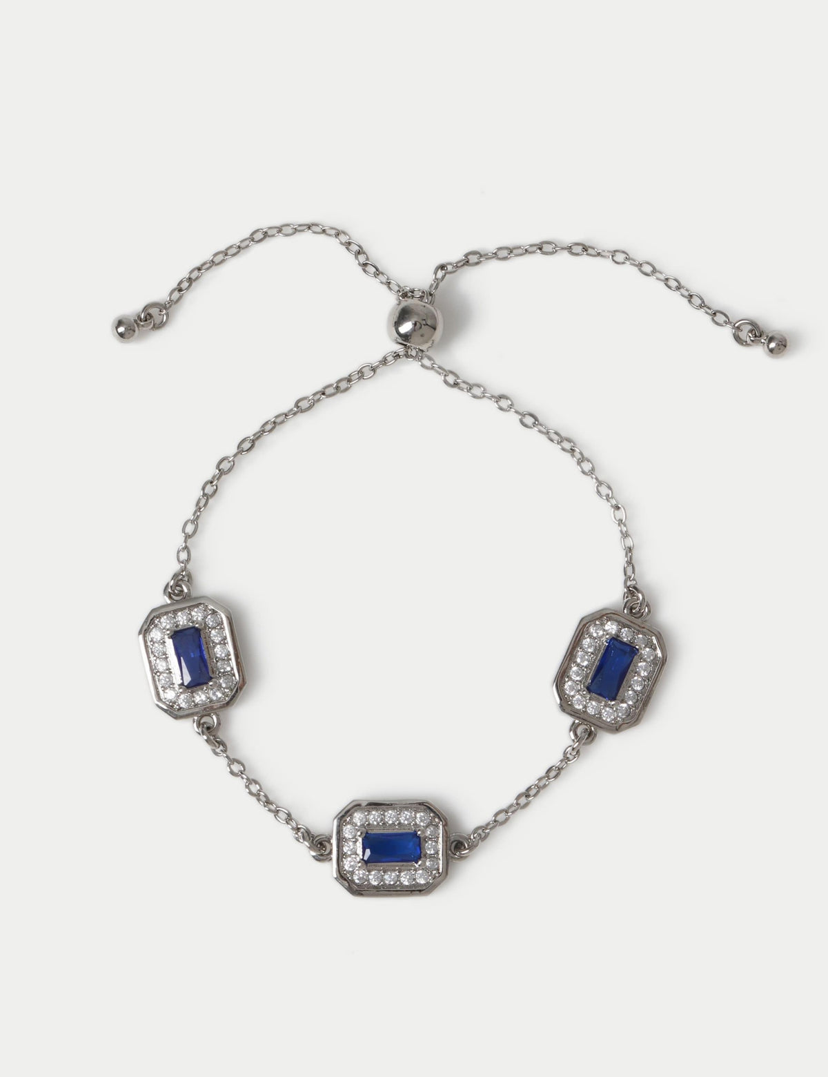 Platinum plated toggle bracelet with cubic zirconia stones - British product