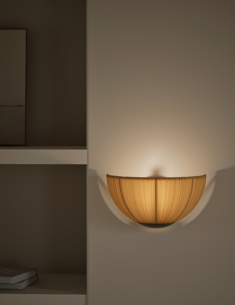 Pleated fabric flush wall light, imported from the UK