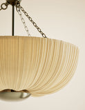 Pleated fabric uplighter pendant light with industrial chain, imported from the UK