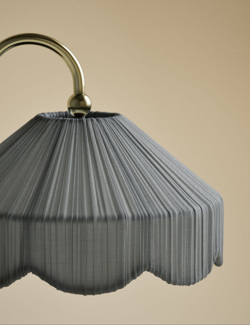 Pleated table lamp with gold-tone frame - British product