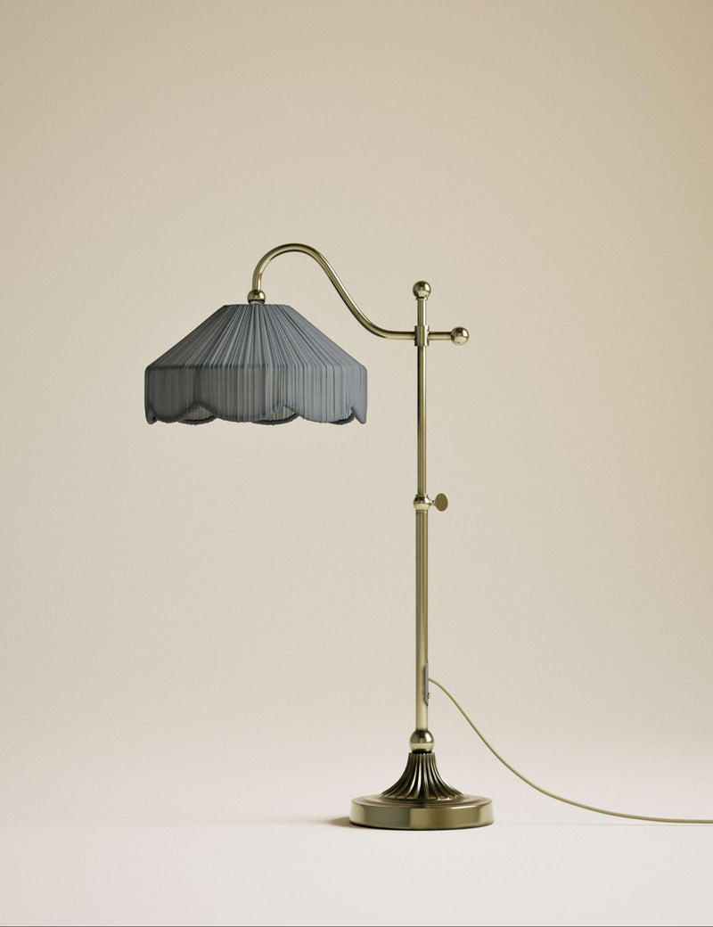 Pleated table lamp with gold-tone frame - British product