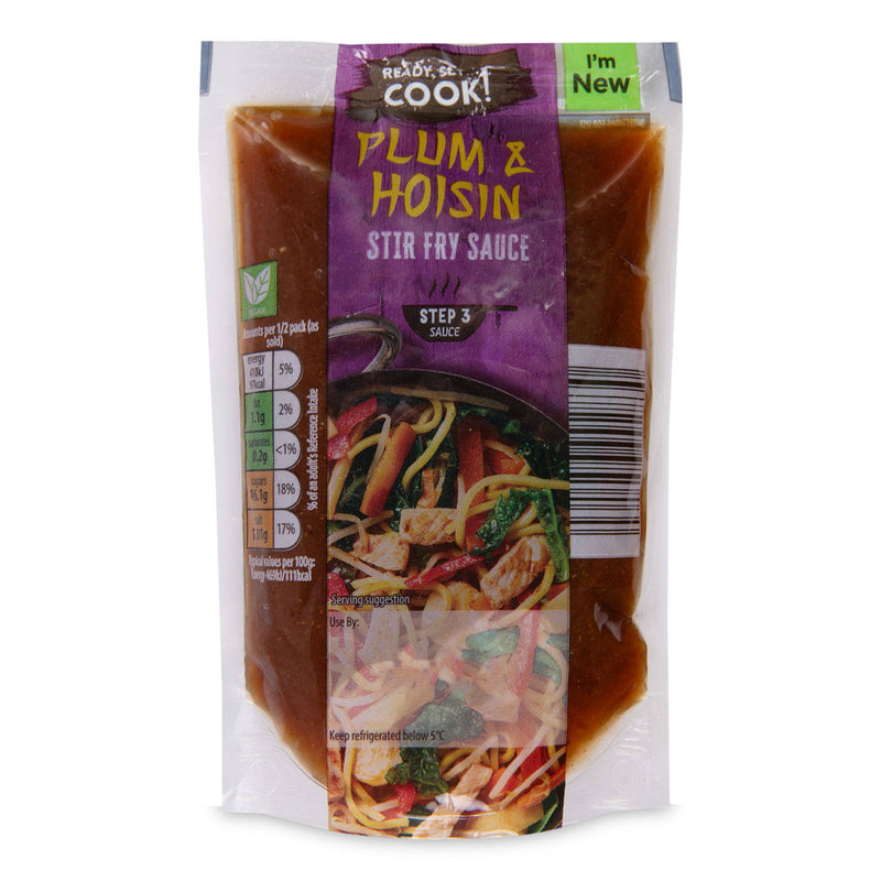 Plum and hoisin stir fry sauce, imported from the UK