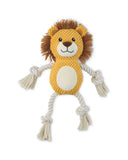 Plush knotted rope pet toy with squeaker and animal designs (British brand)