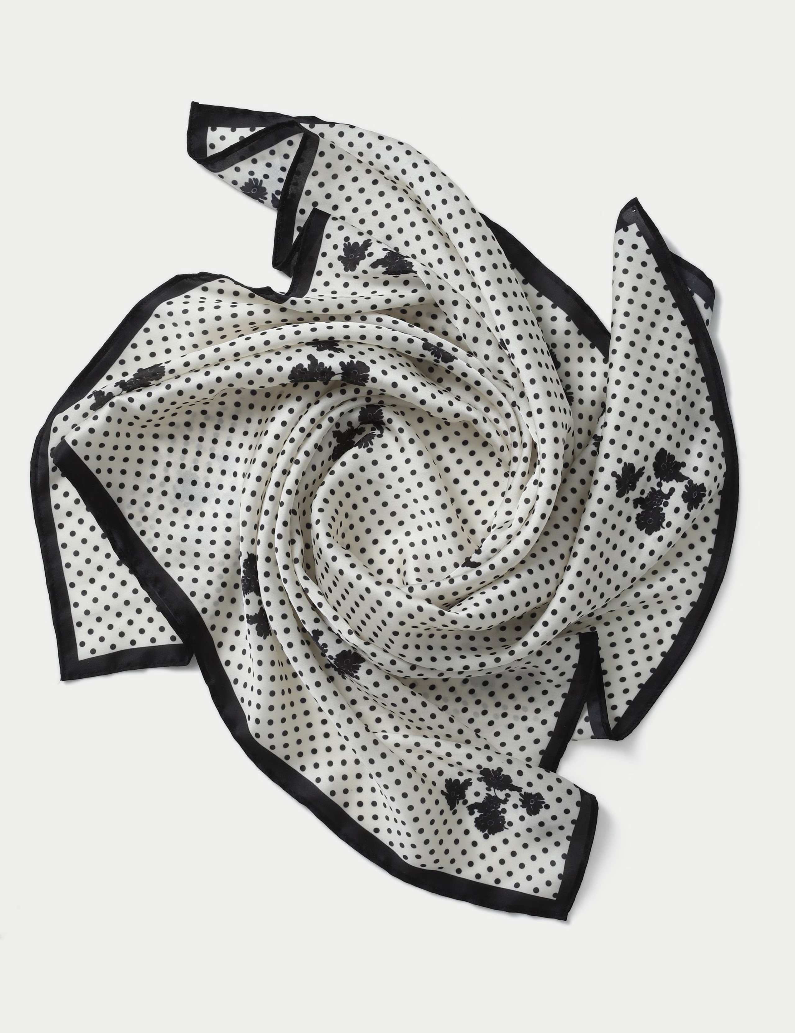 Polka floral scarf 100% polyester - British product