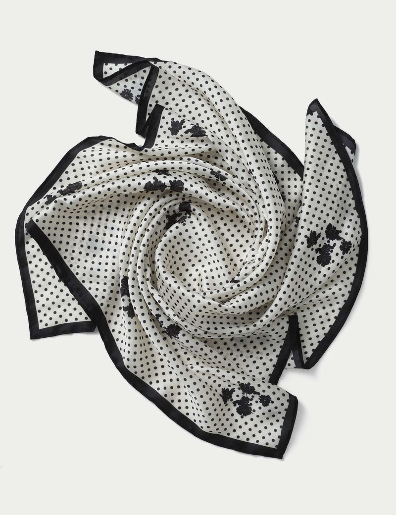 Polka floral scarf 100% polyester - British product