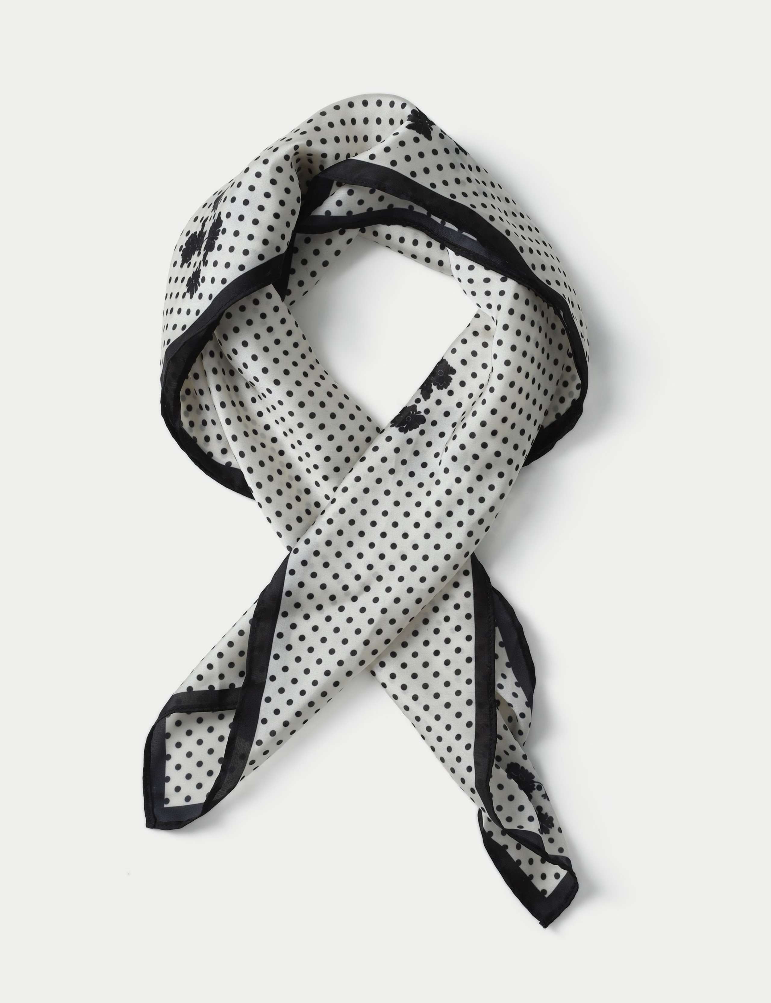 Polka floral scarf 100% polyester - British product