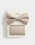 M&S polka dot bow tie and handkerchief set, imported from the UK