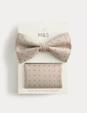M&S polka dot bow tie and handkerchief set, imported from the UK