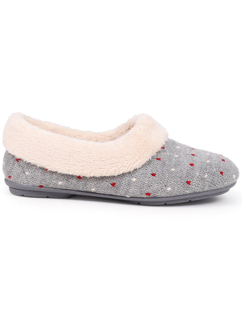 Jones Bootmaker polka dot faux fur lined slippers, imported from the UK