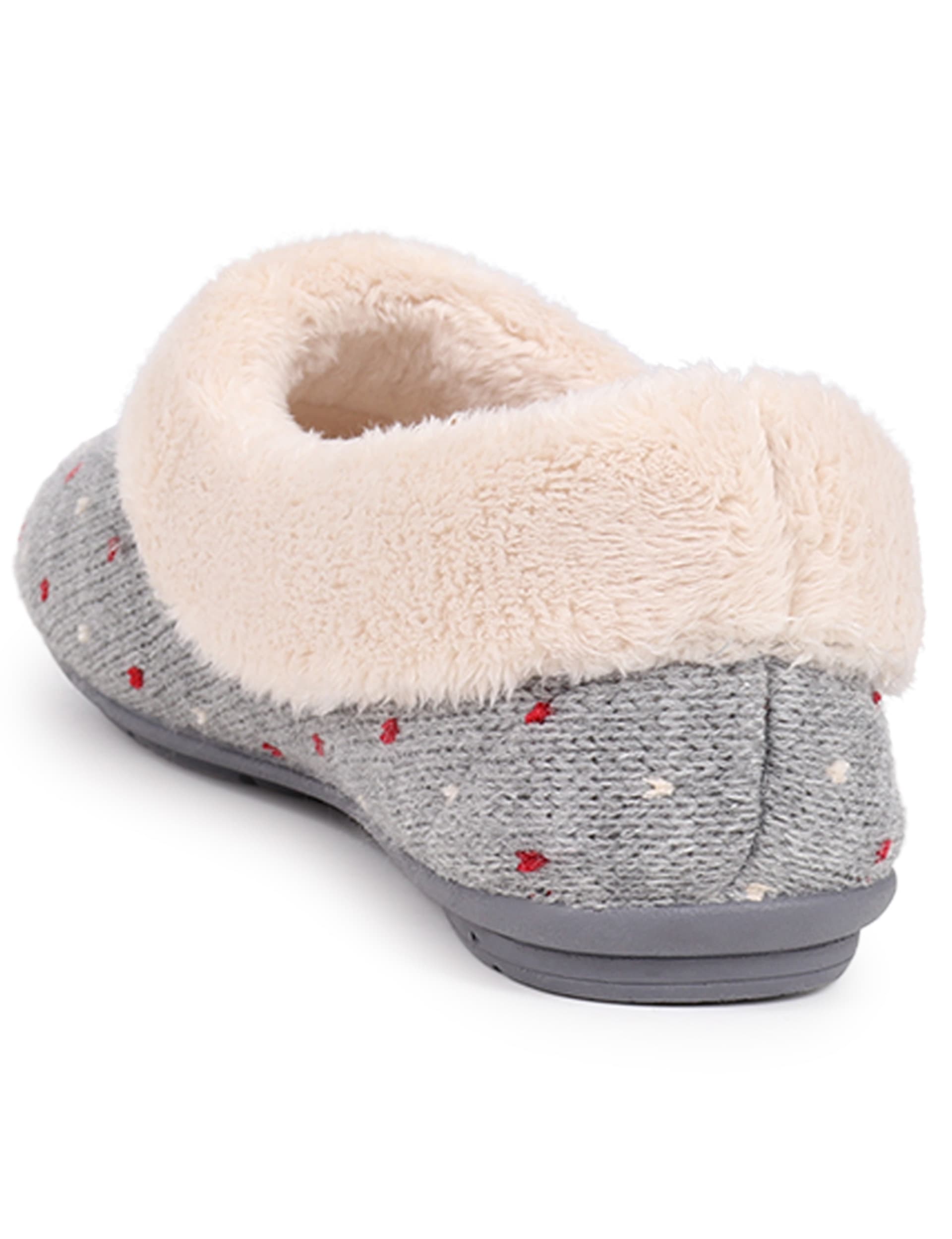 Jones Bootmaker polka dot faux fur lined slippers, imported from the UK