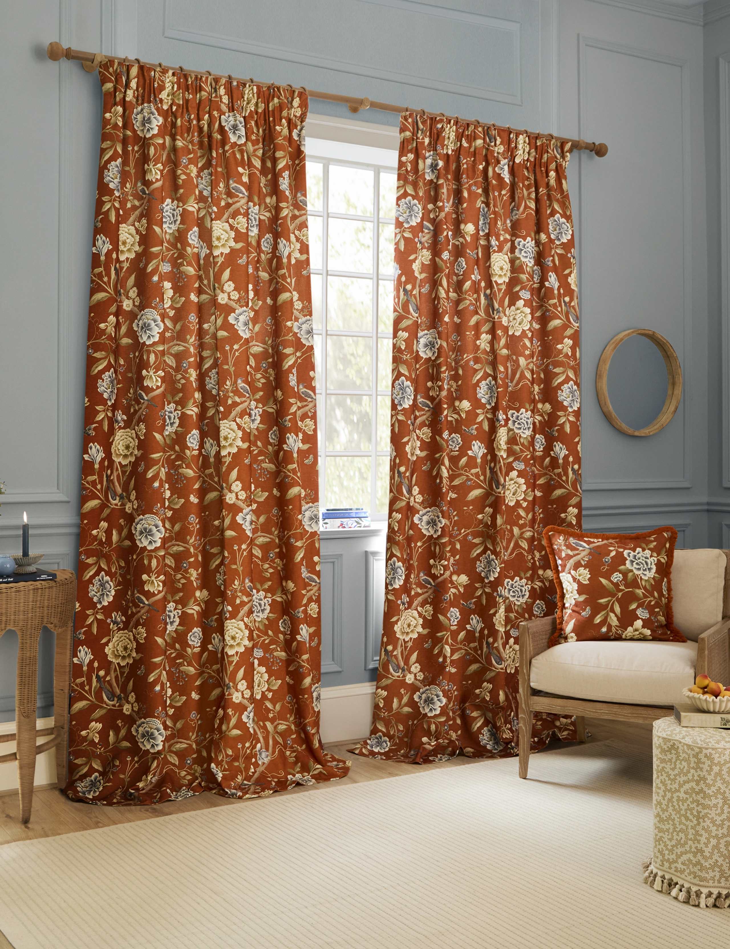 Sanderson Porcelain Garden chenille curtains, UK version