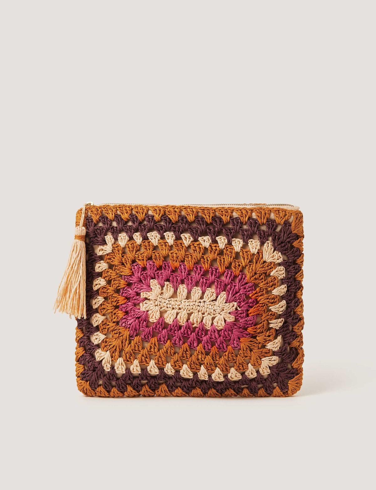 Monsoon crochet pouch colour block design paper material, imported from the UK
