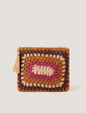 Monsoon crochet pouch colour block design paper material, imported from the UK