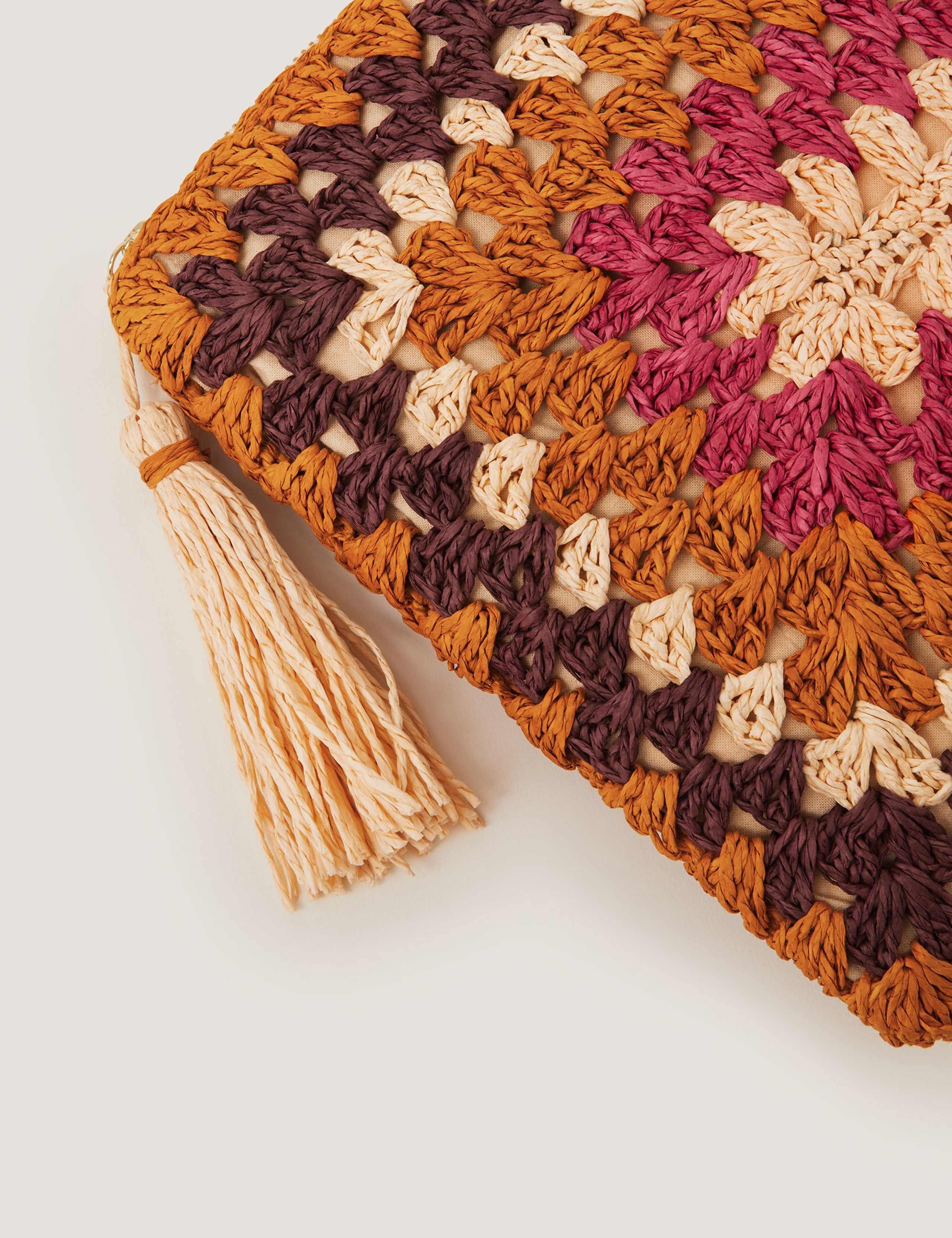 Monsoon crochet pouch colour block design paper material, imported from the UK