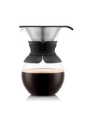 Glass pour over coffee maker with stainless steel filter, imported from the UK