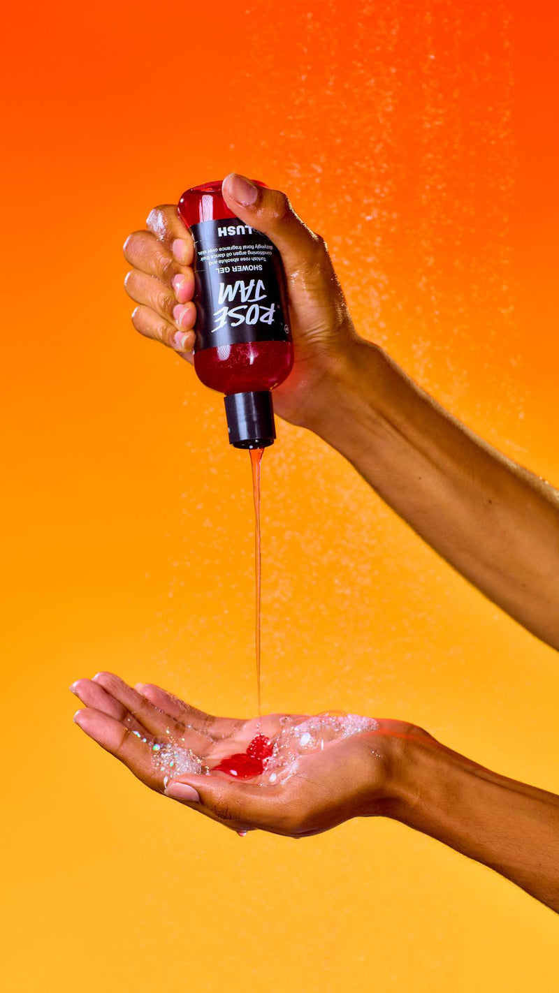Lush Rose Jam shower gel in a bottle, UK version