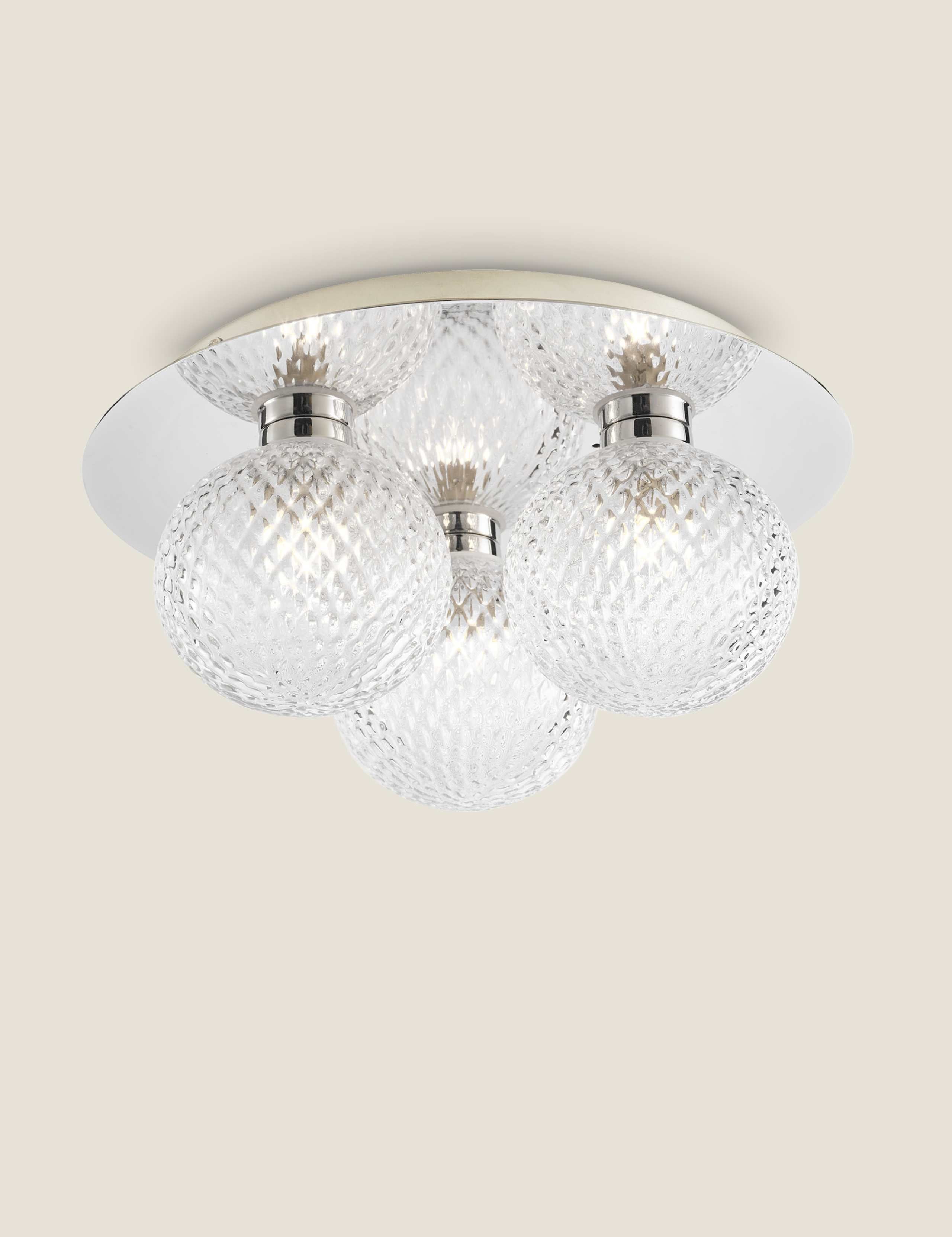 Laura Ashley Prague faceted glass flush ceiling light, imported from the UK