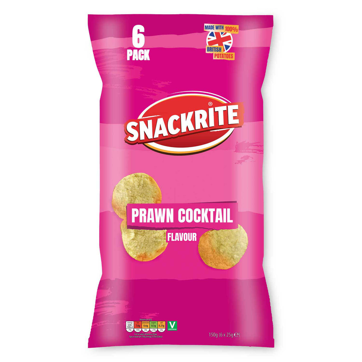 Prawn cocktail flavour crisps, 6 pack - British product