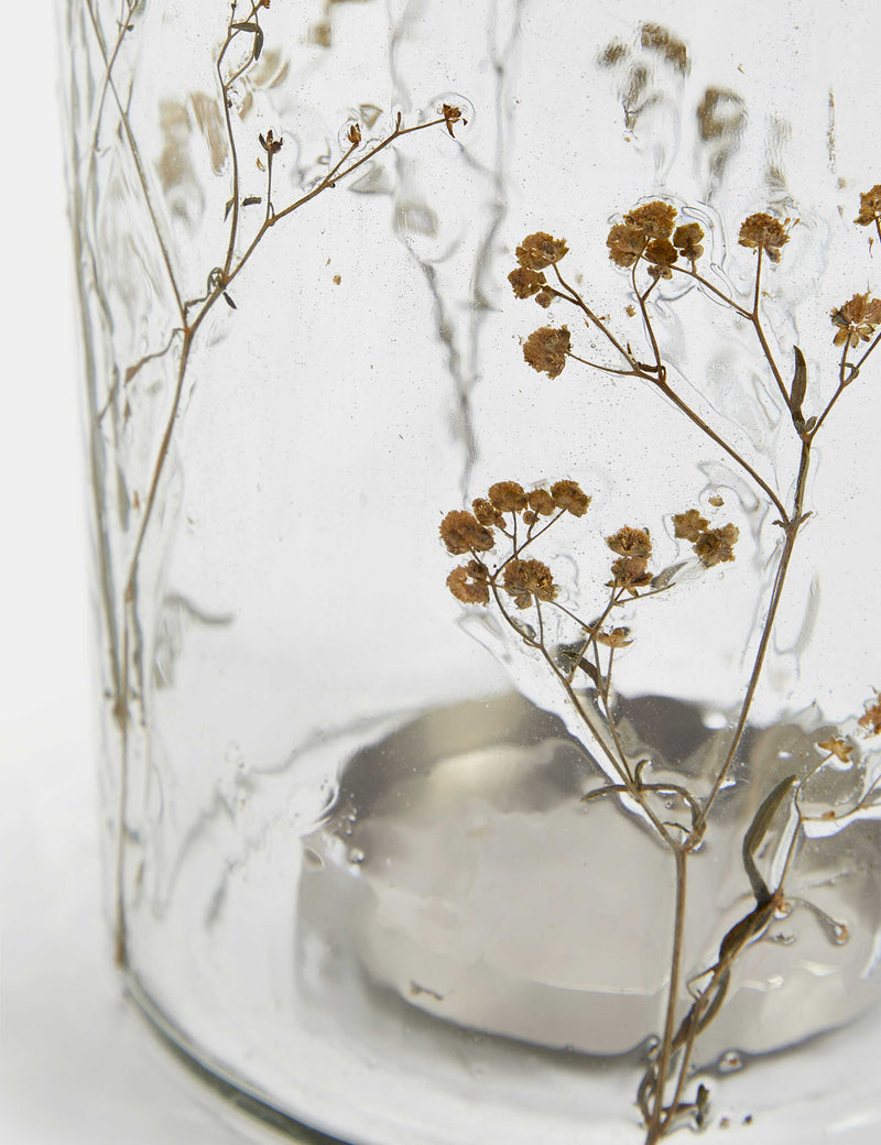 Pressed Flower Hurricane Candle Holder