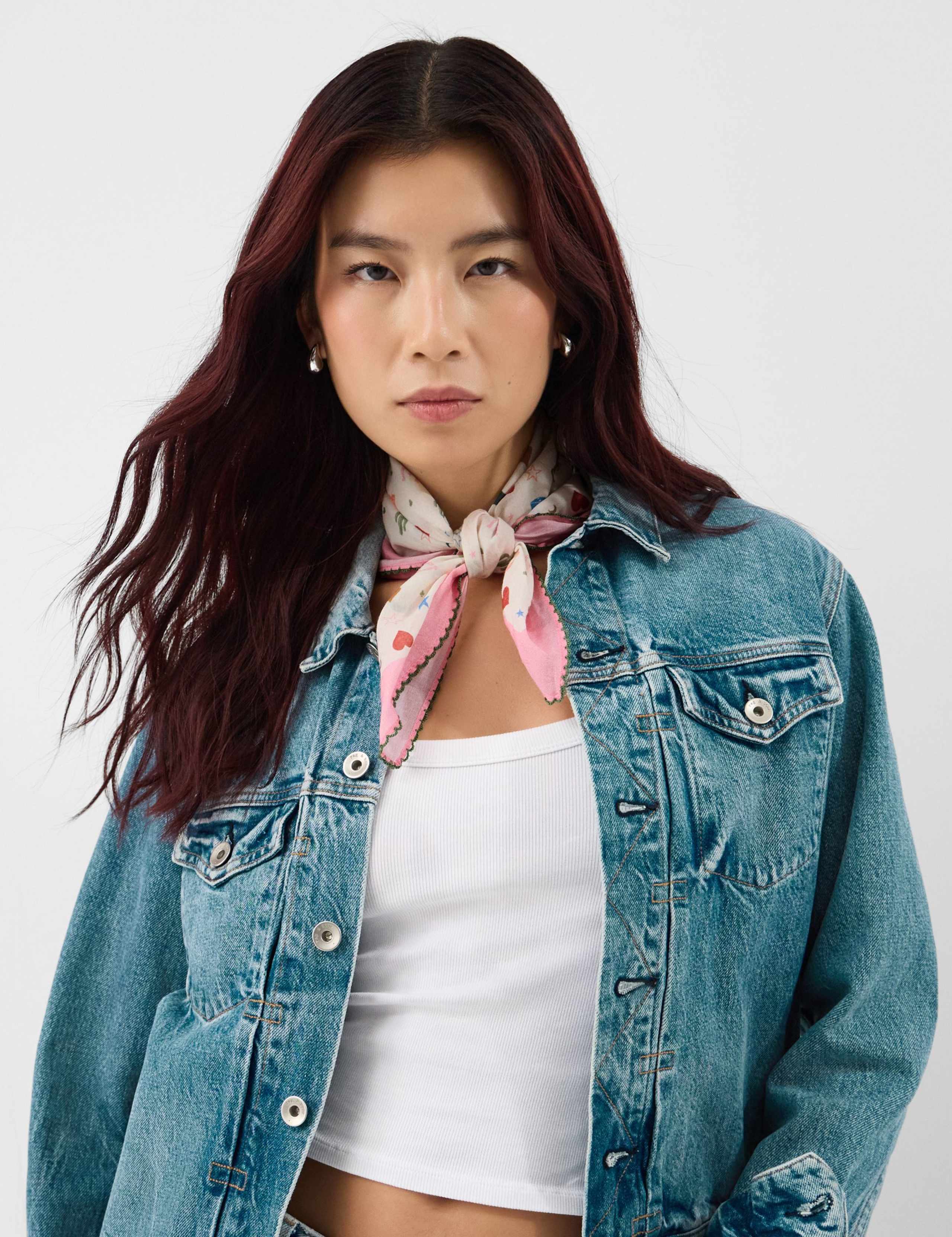 Accessorize printed square scarf with cowboy motifs, imported from the UK