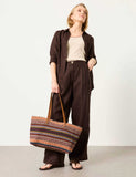 FatFace printed tote bag with leather handles, UK version