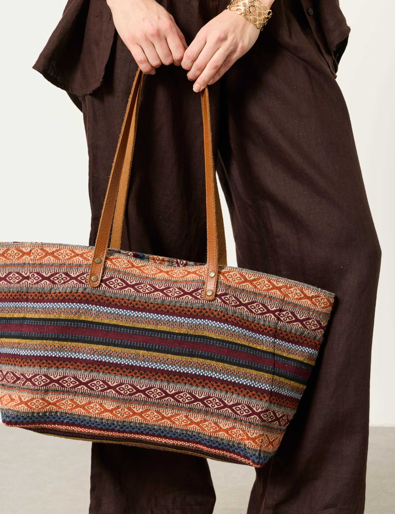 FatFace printed tote bag with leather handles, UK version