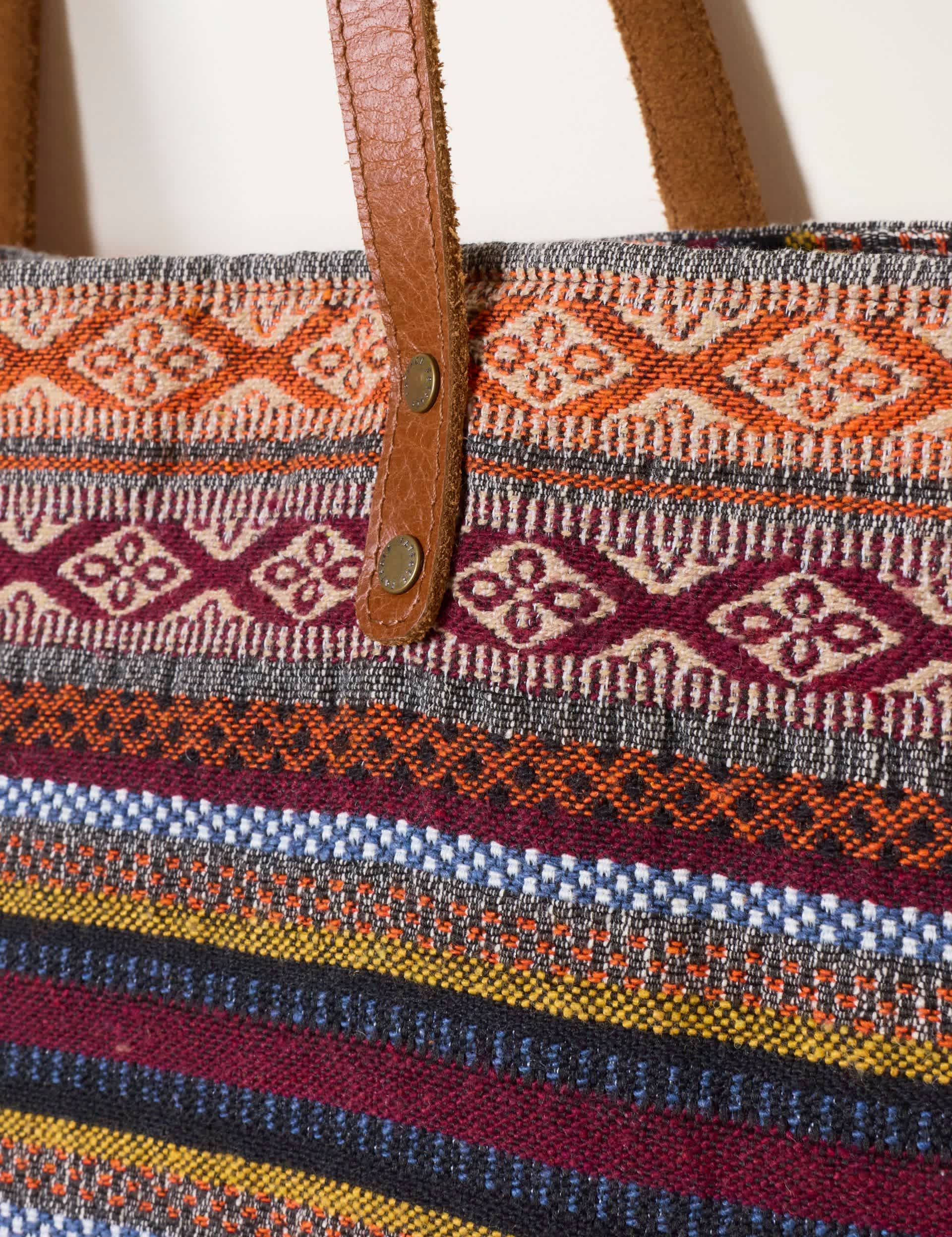 FatFace printed tote bag with leather handles, UK version