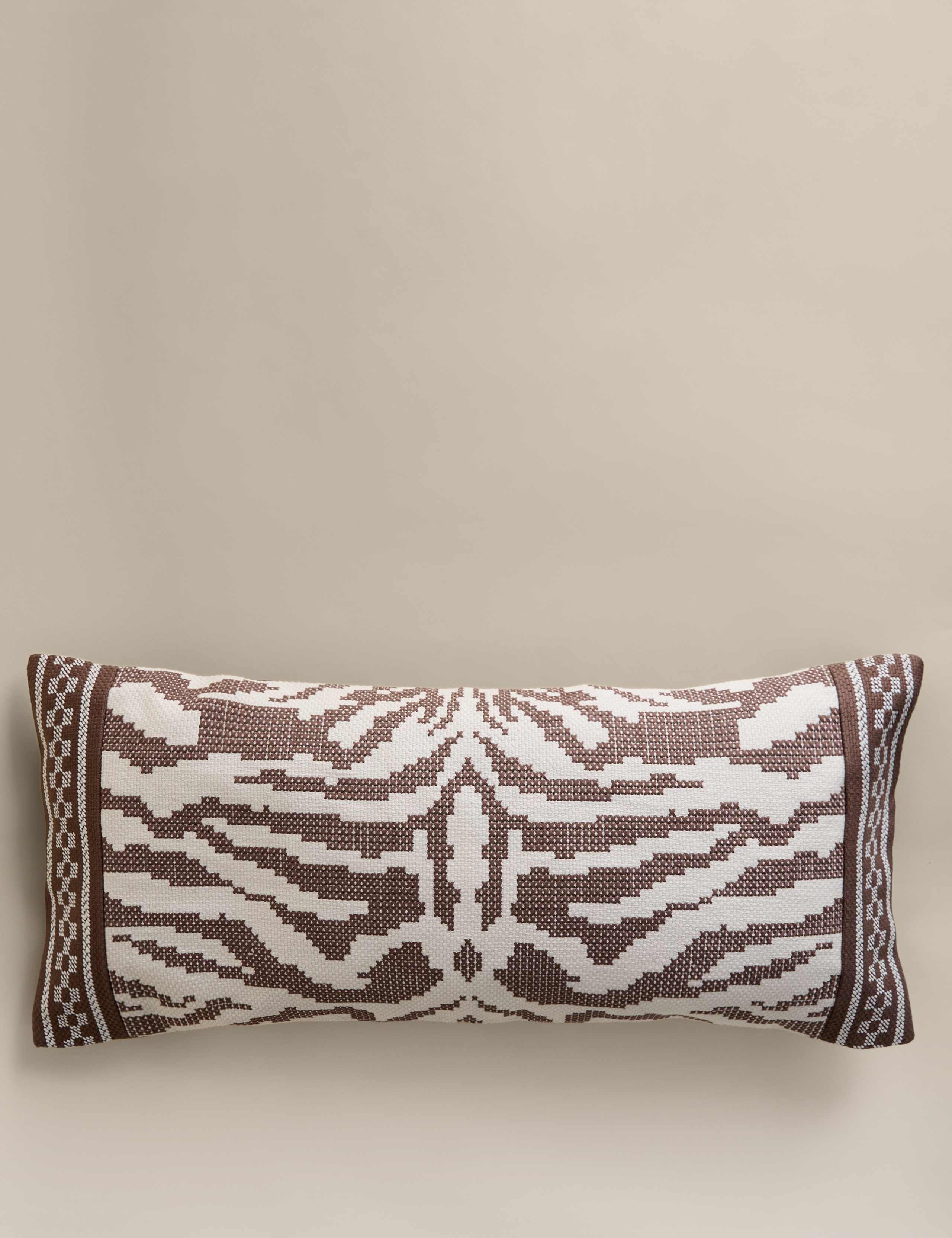 Pure cotton embroidered abstract bolster cushion - British product