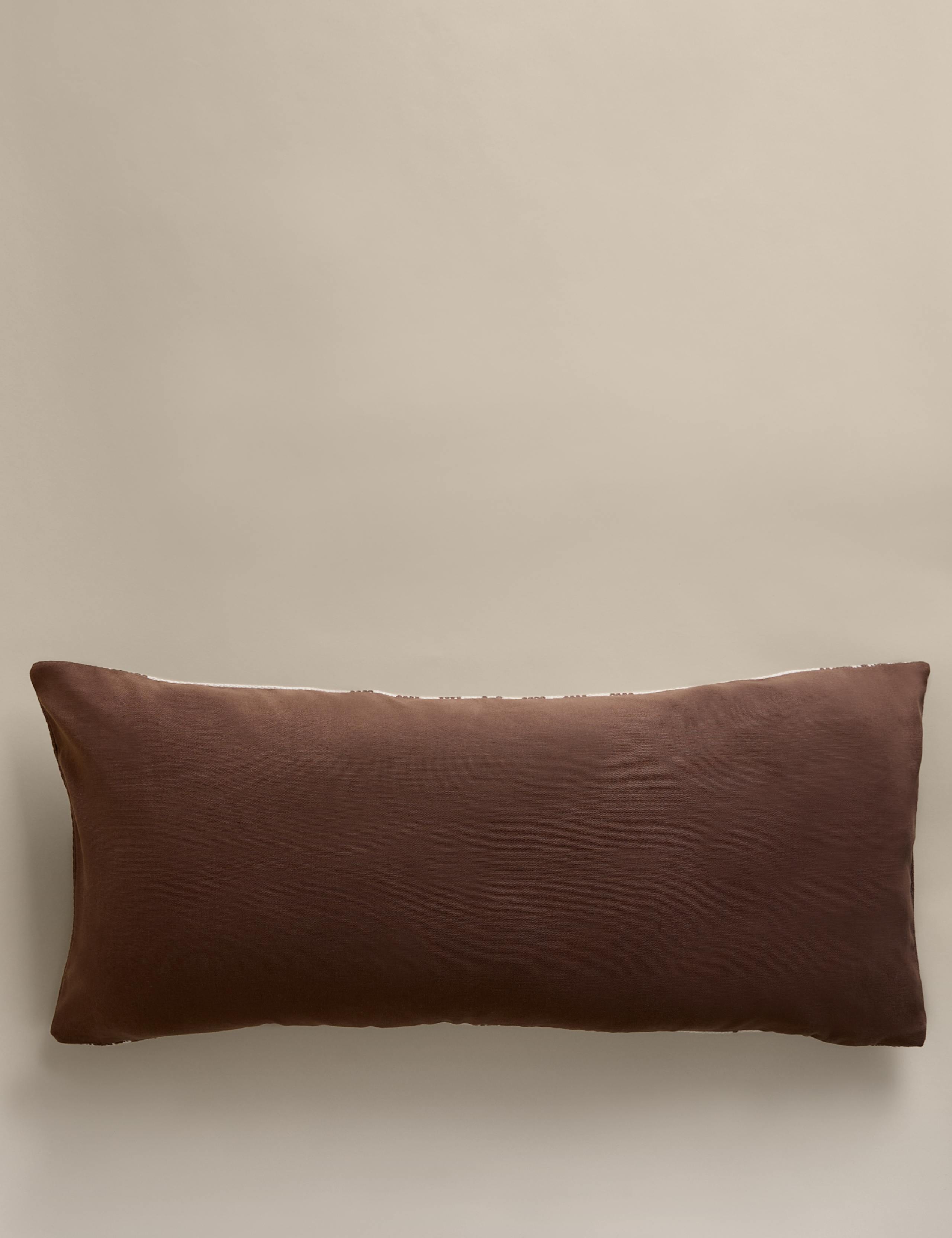 Pure cotton embroidered abstract bolster cushion - British product