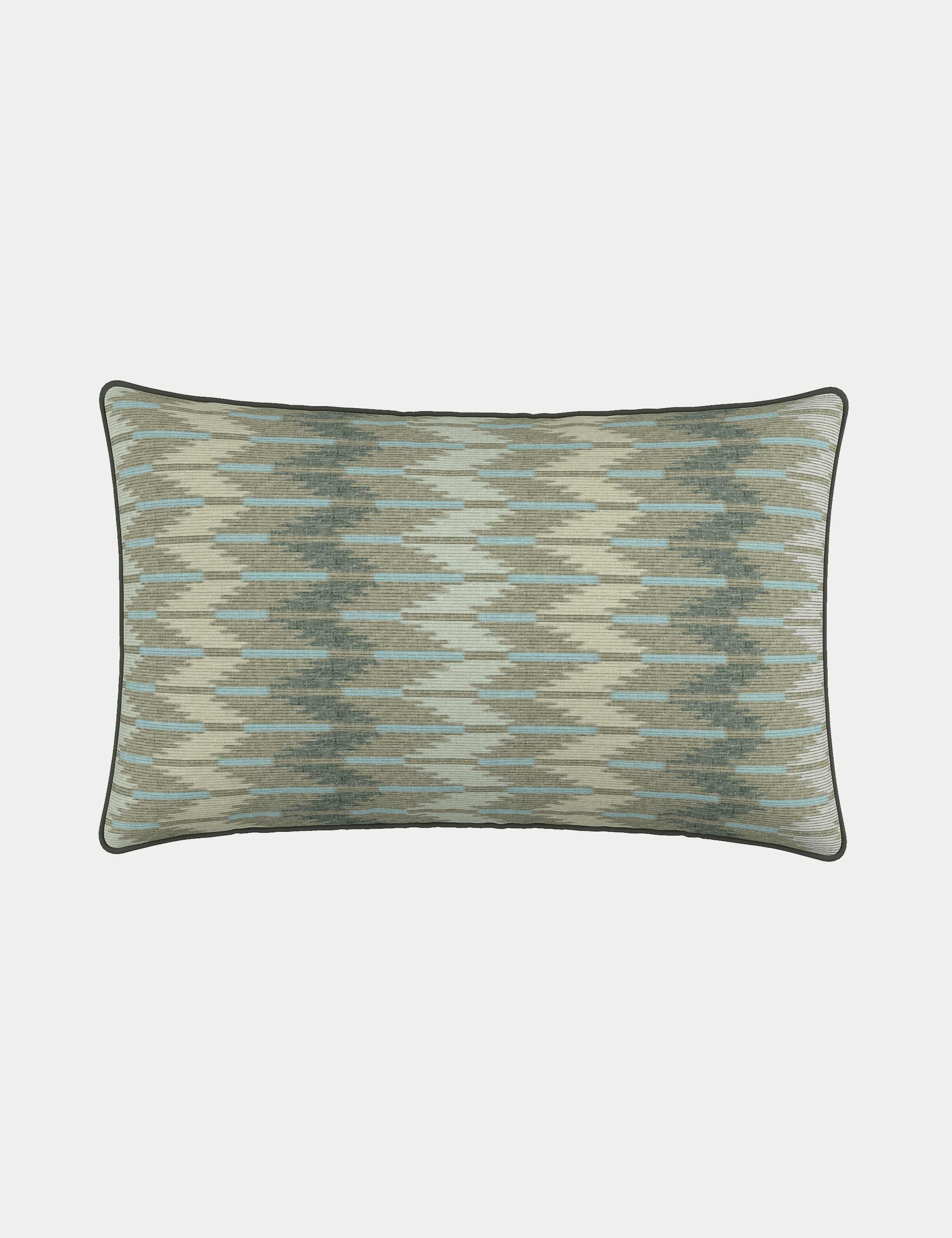 Bedeck Alessie cushion in ikat print, rectangular shape (British brand)
