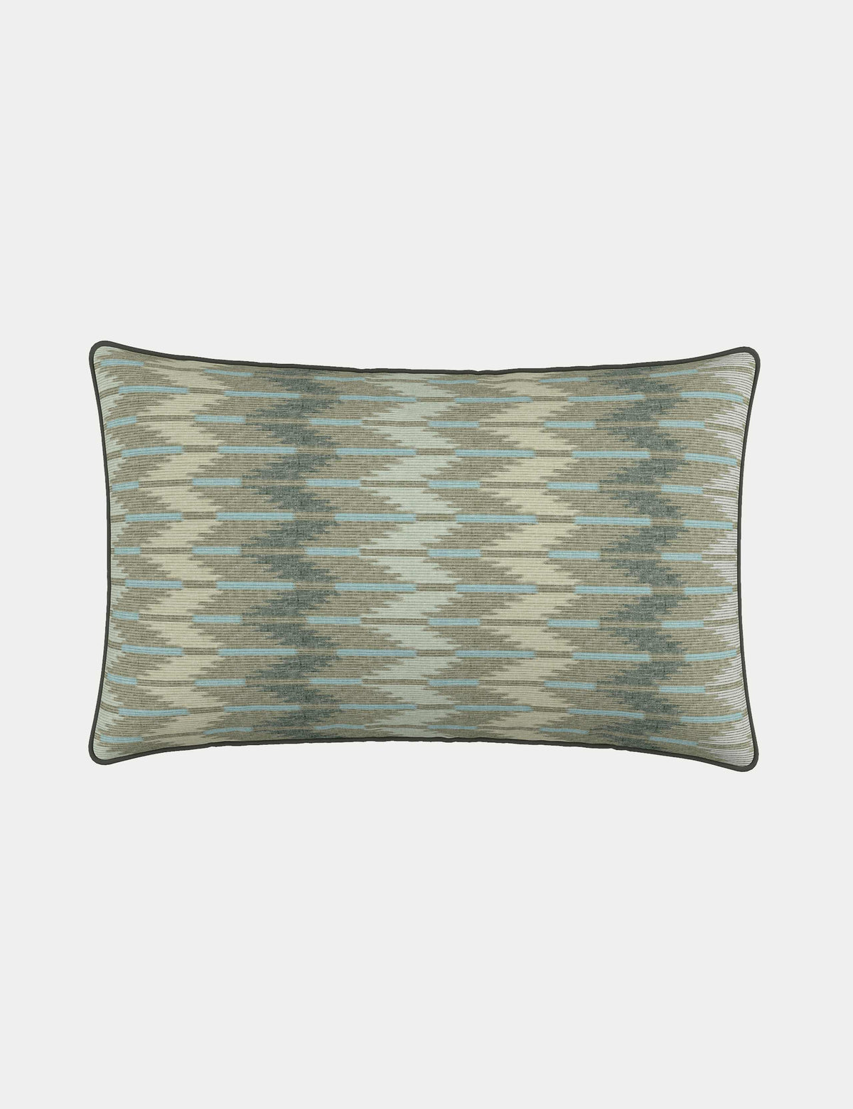 Bedeck Alessie cushion in ikat print, rectangular shape (British brand)