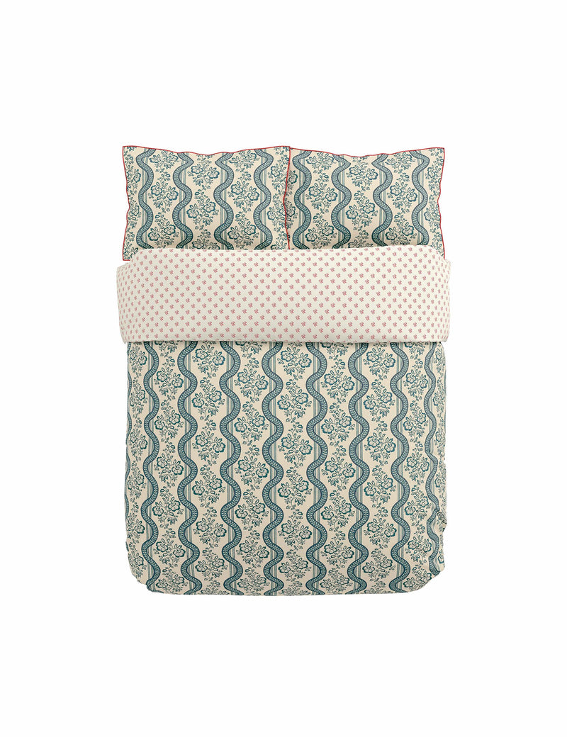 Sanderson pure cotton Aubrey bedding set floral trellis design, imported from the UK