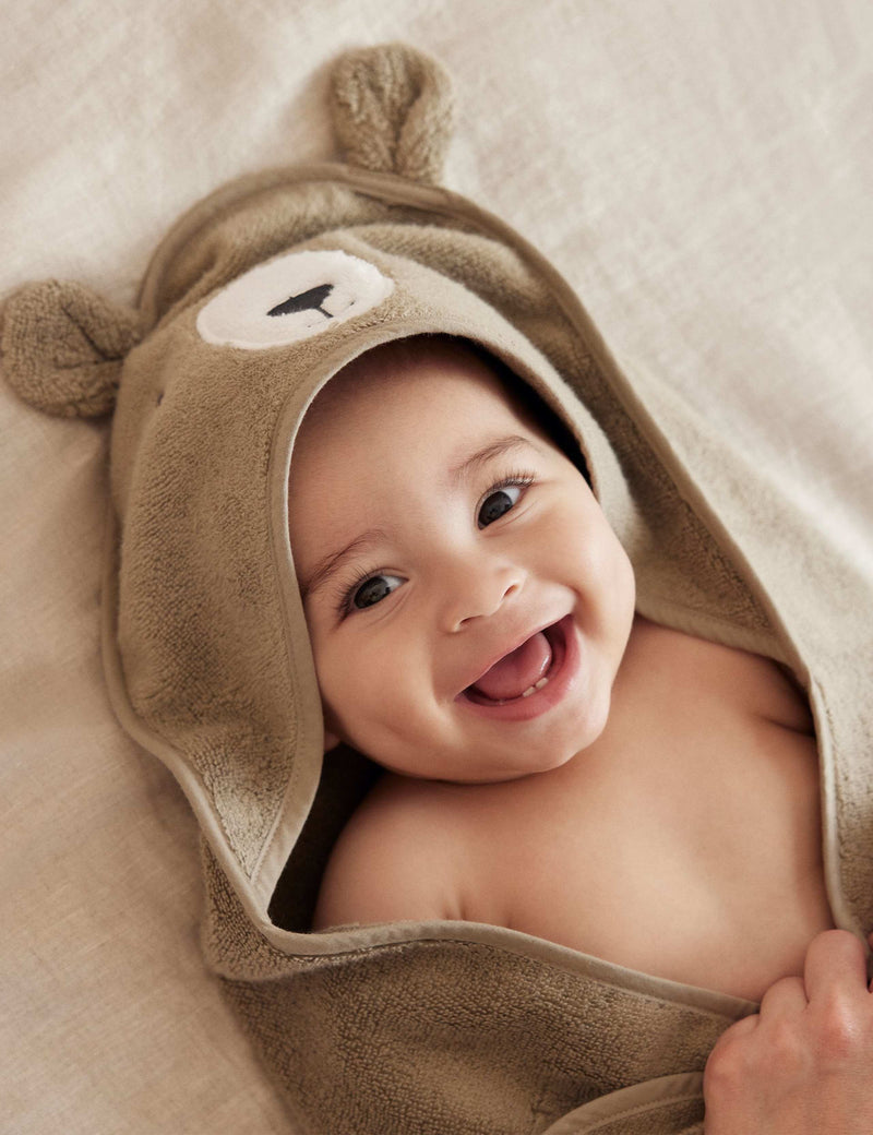 MORI pure cotton bear hooded baby towel, UK version