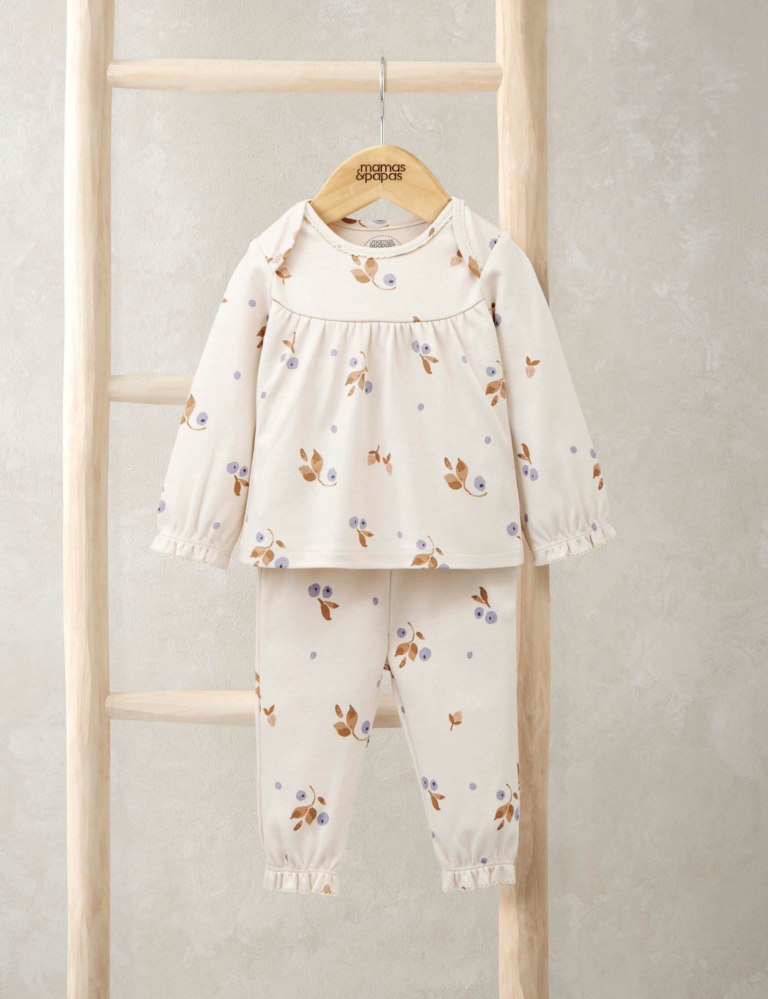 Pyjama en coton pur Mamas & Papas à motif baies 3-36 mois, importé du Royaume-Uni