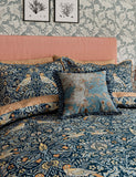 Morris & Co Bird cotton bedding set Webb's Blue colourway, UK version
