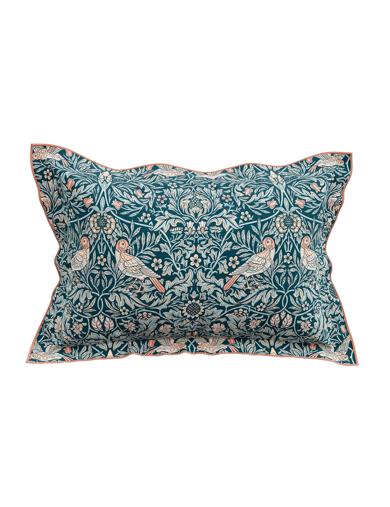 Morris & Co Bird cotton bedding set Webb's Blue colourway, UK version