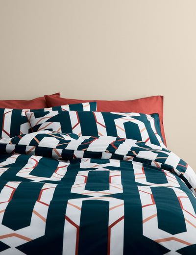 M&S Pure Cotton Block Chain Print Bedding Set- Buy online at McGrocer