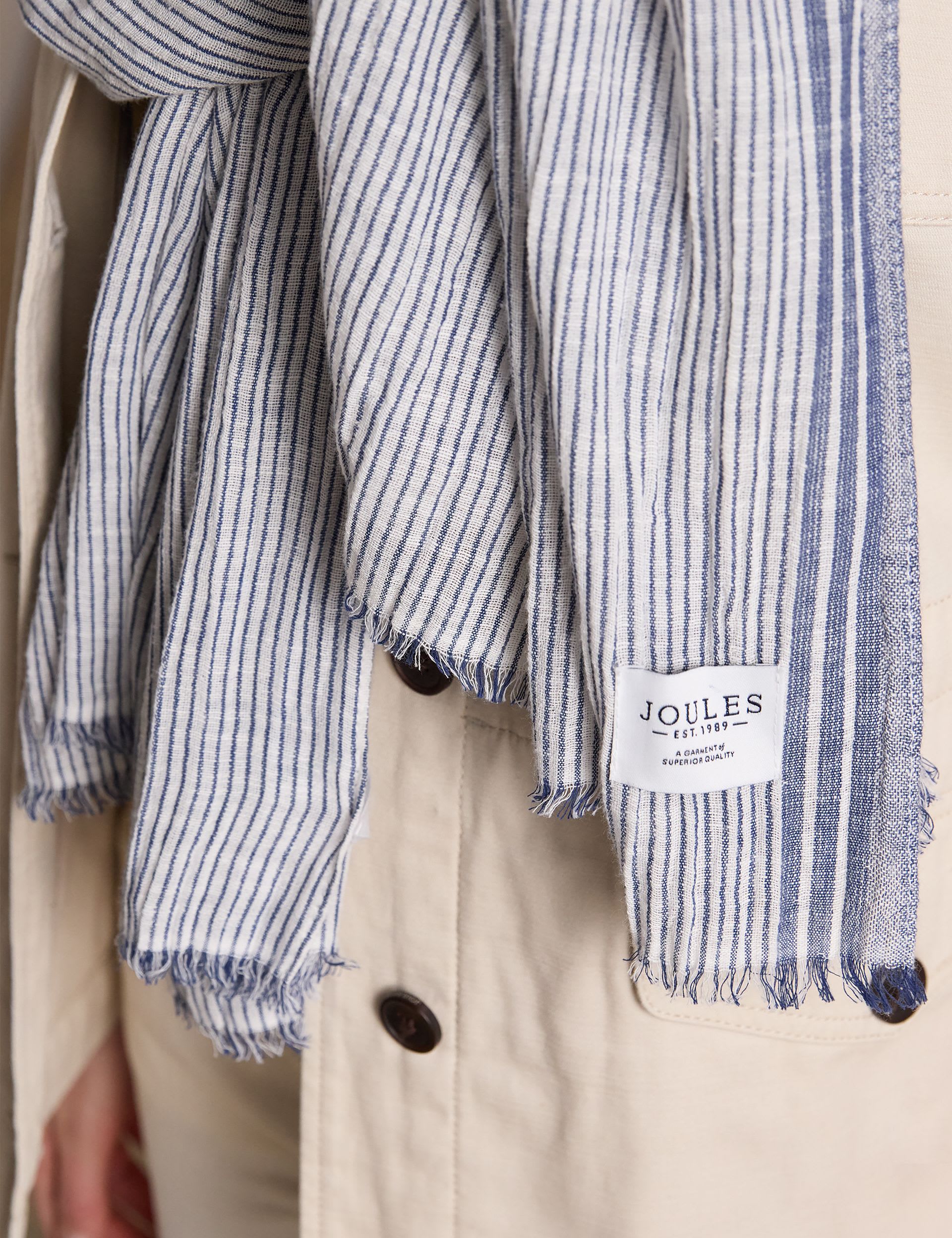 Joules pure cotton striped scarf, UK version