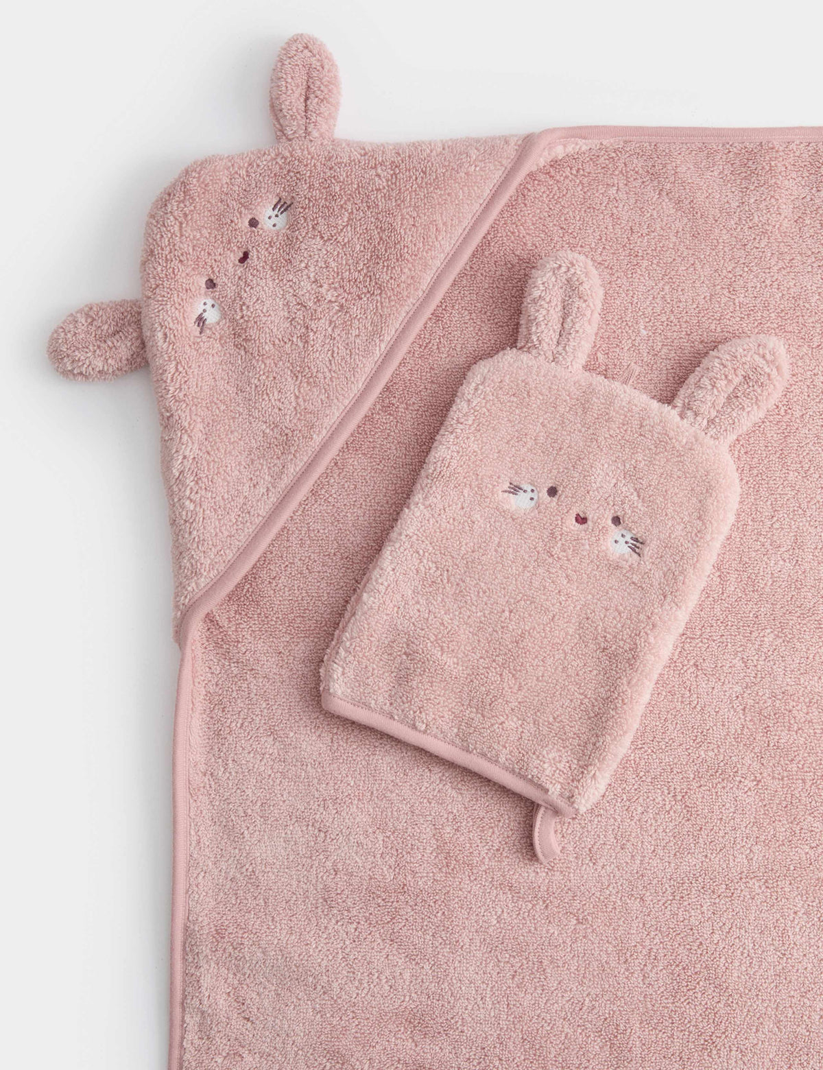 Pure cotton bunny hooded towel set and wash mitts (British brand)