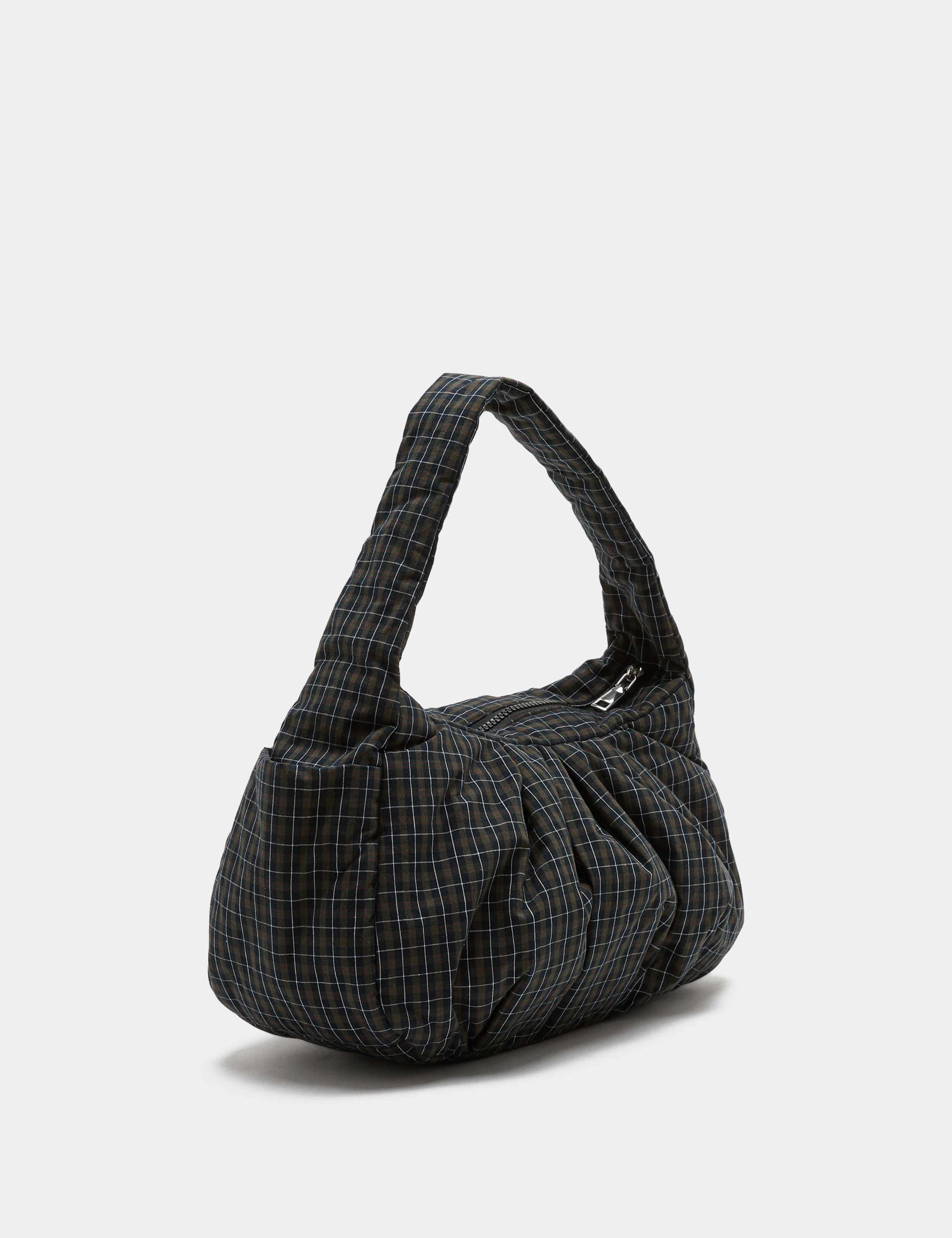 M&S pure cotton checked ruched shoulder bag, imported from the UK