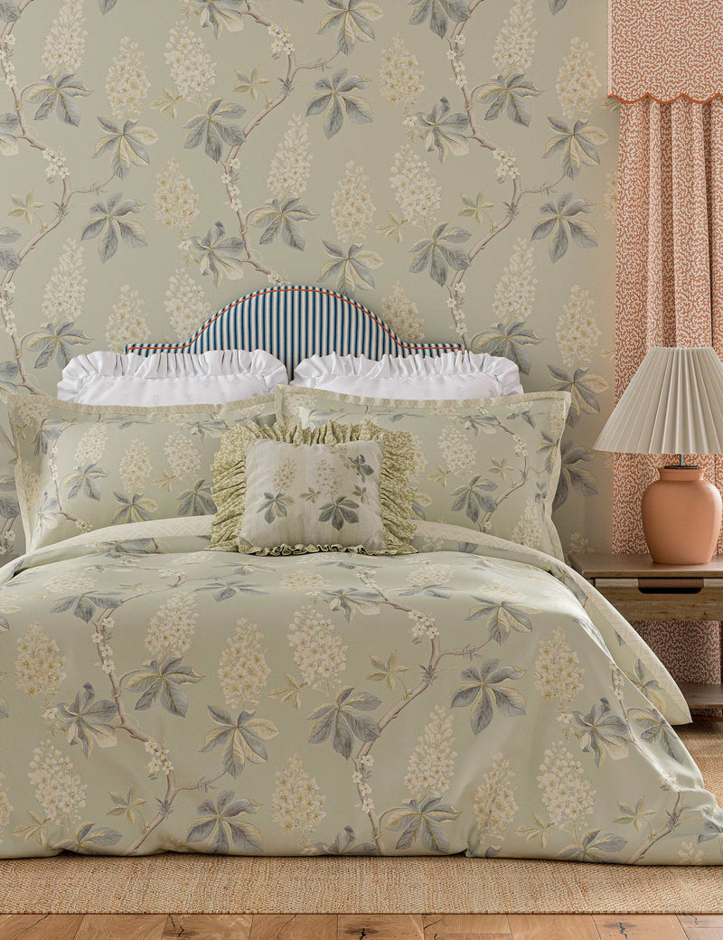 Sanderson pure cotton chestnut tree print cushion 45cm, imported from the UK