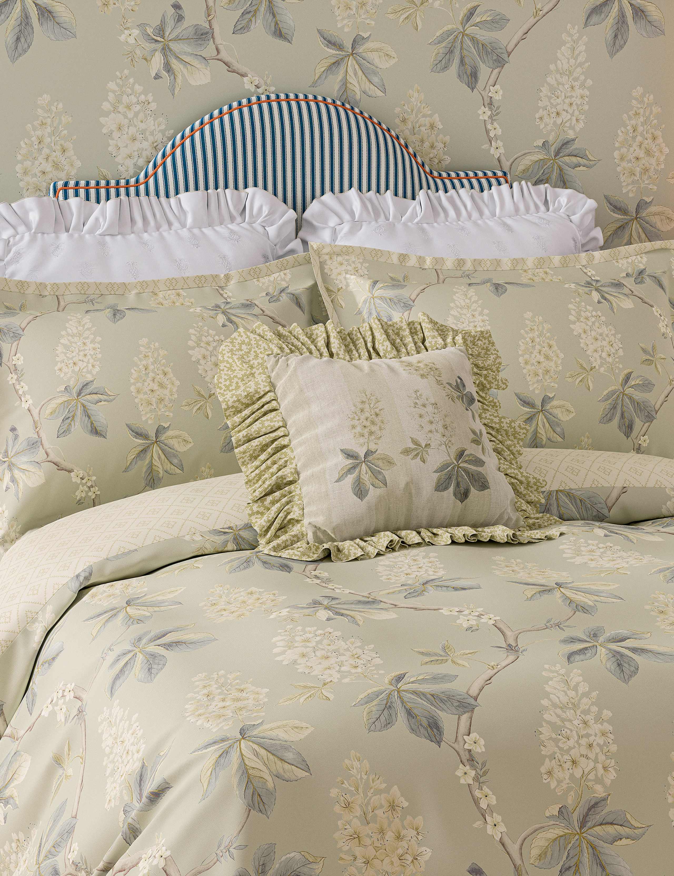 Sanderson pure cotton chestnut tree print cushion 45cm, imported from the UK
