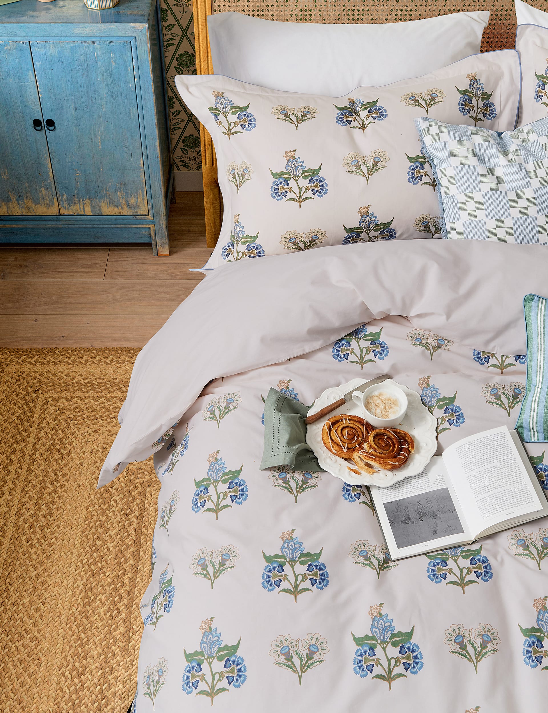 Pure cotton chintz floral bedding set, imported from the UK