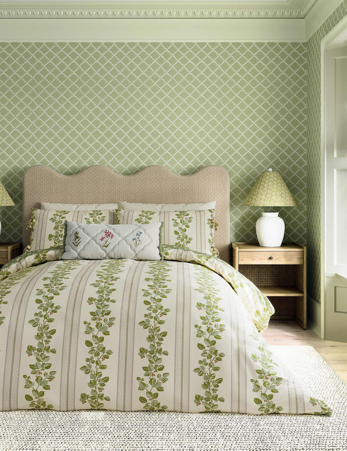 Sanderson cobnut stripe bedding set (British brand)