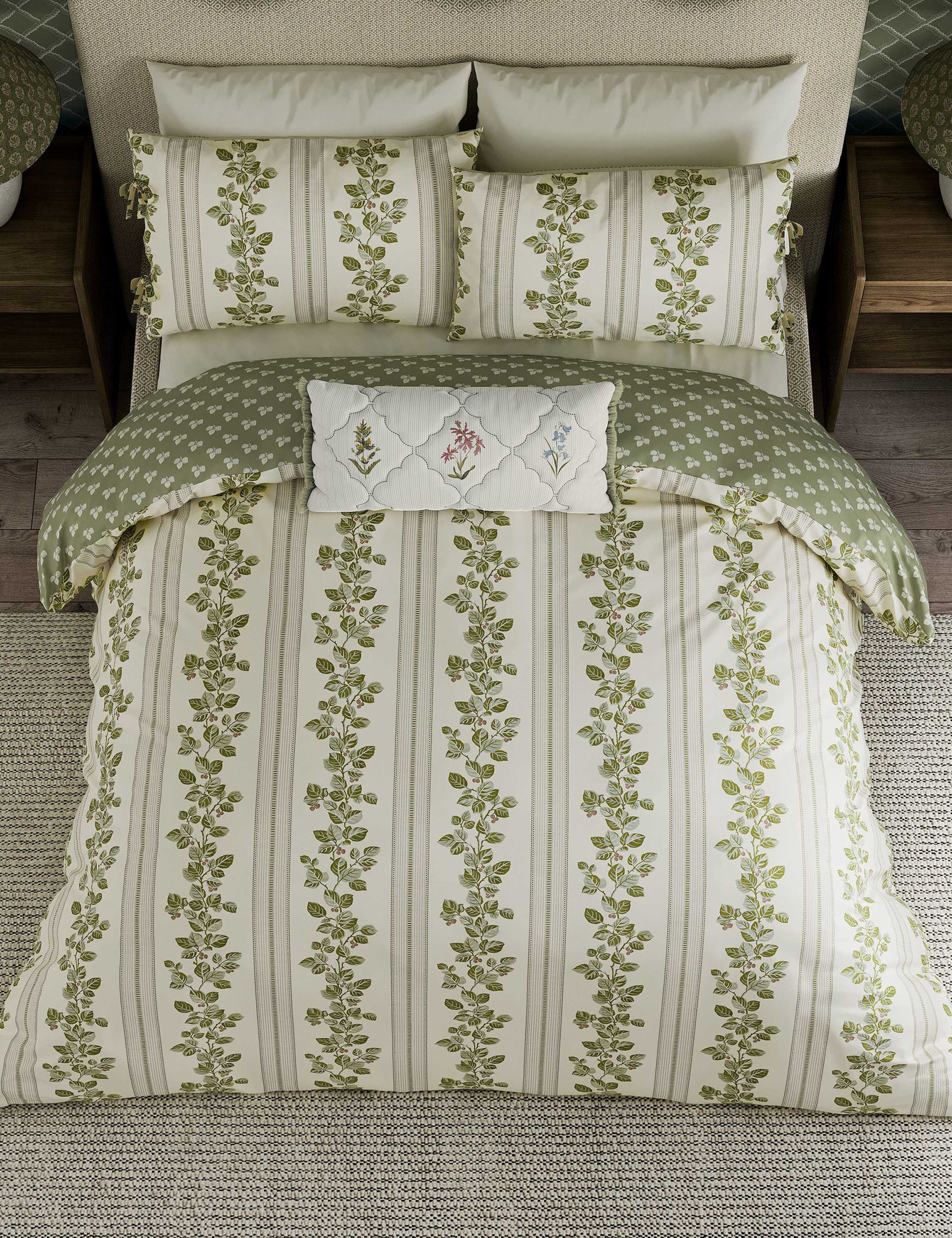 Sanderson cobnut stripe bedding set (British brand)