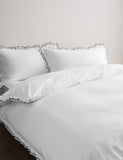 Pure cotton contrast double ruffle bedding set, UK version