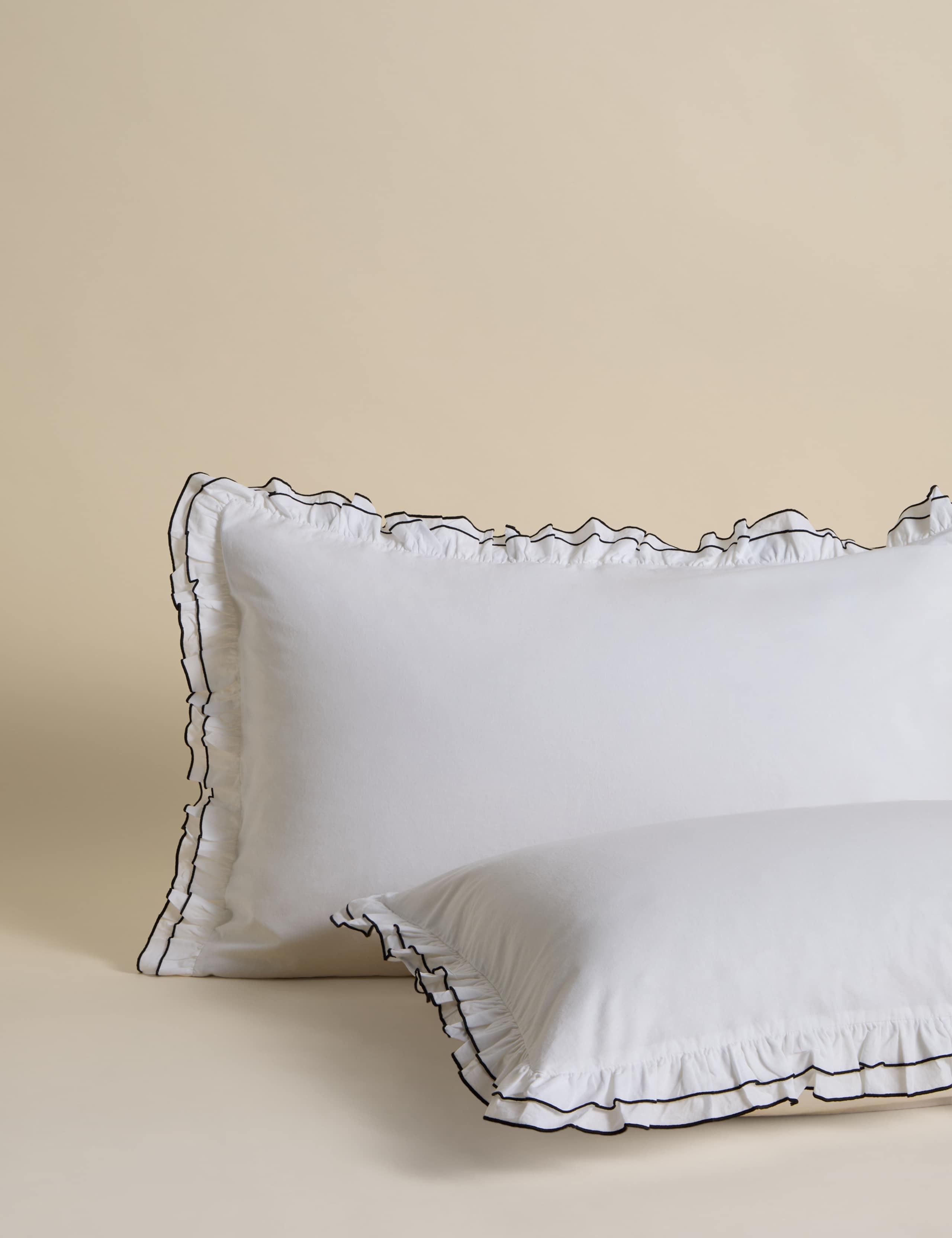 Pure cotton contrast double ruffle bedding set, UK version