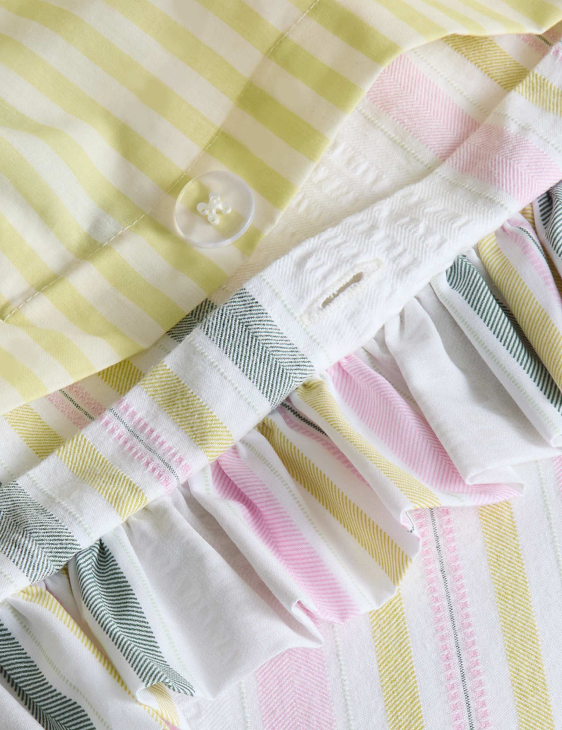 Pure cotton contrast stripe bedding set - British product